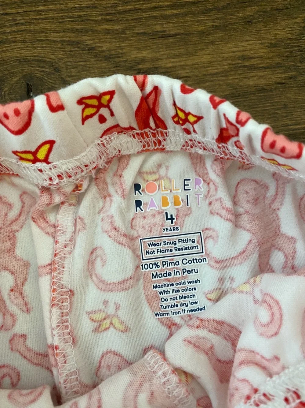 Roller Rabbit Red Monkey Print Kids pj pants